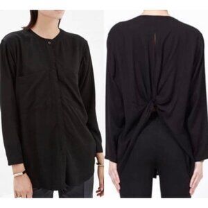 Shaina‎ Mote Open Back Warp Button Up Henley Drapey Shirt in Black Size 2